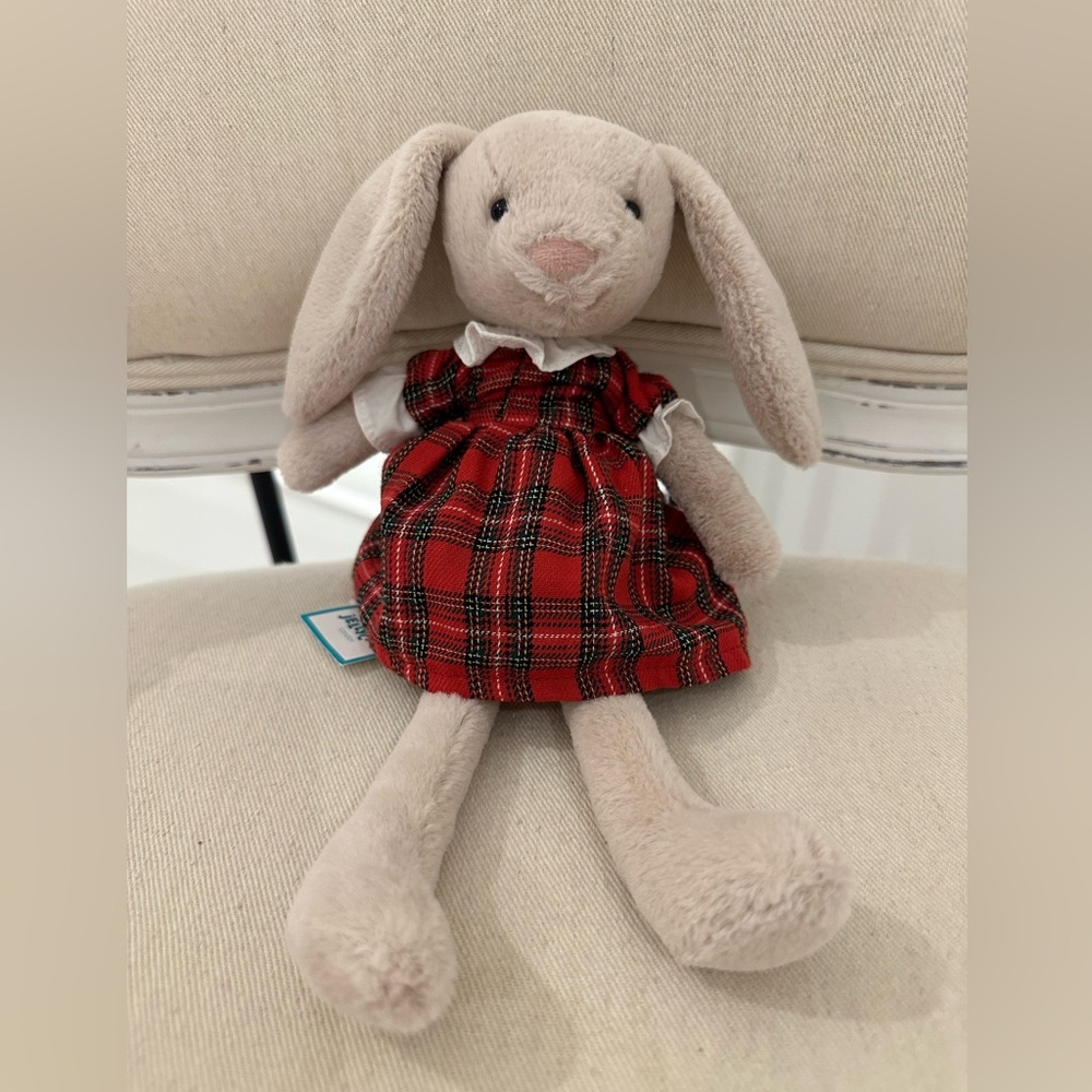 Jellycat Retired NWT Lottie Bunny Tartan Christmas Bunny Authentic
